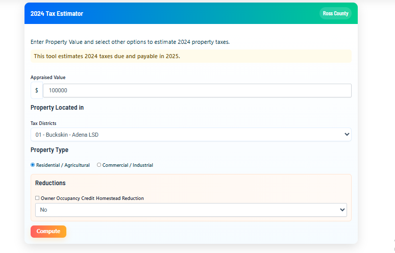 Ross County Tax Calculator 2025